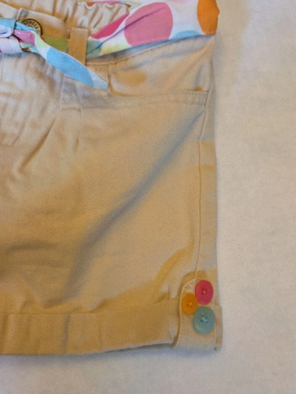 Gymboree Beige Bermuda Shorts with Polka Dot Tie Belt